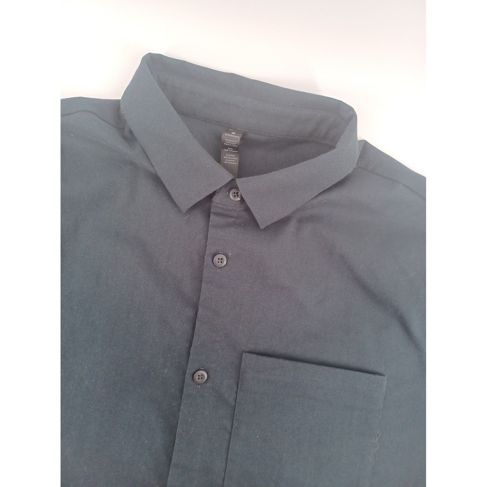 Lululemon Shirt Mens Large Black Short Sleeve Commission Button Down Lightwieght